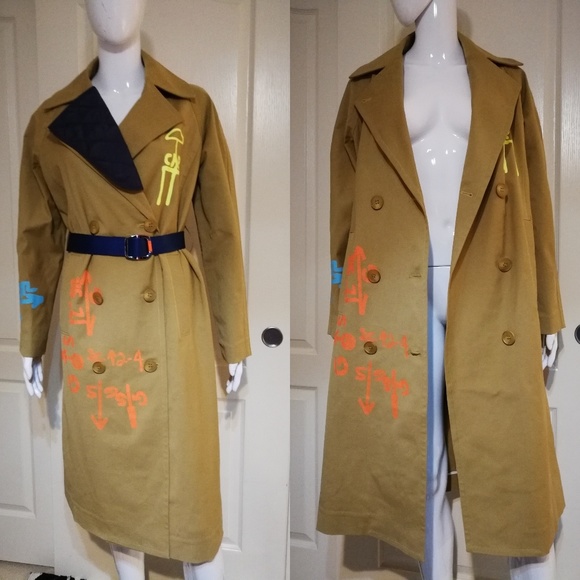 TIBI SCREEN PRINTED Double Breasted TRENCH Coat - Picture 6 of 8